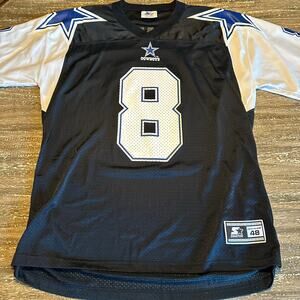 Vintage 90s Starter Dallas Cowboys Troy Aikman #8 Jersey Size 48 L Black Rare